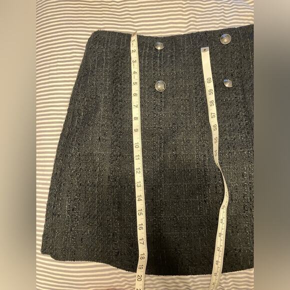 LOFT Tweed Button Wrap Skirt Womens‎ 10 Black New Career Preppy Secretary - Picture 8 of 10